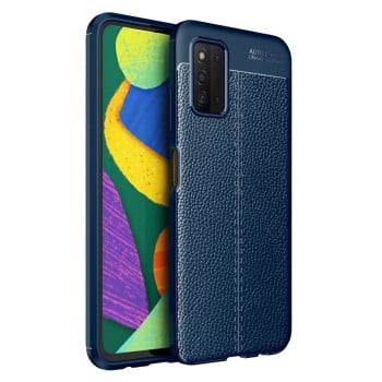 Противоударный чехол Litchi Texture на Samsung Galaxy A03s - синий