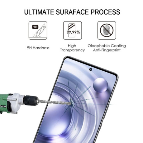 Захисне скло 9H HD 3D Curved (Edge Glue) для Vivo X80 / X80 Pro - чорне