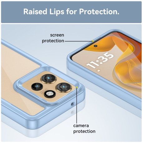 Противоударный чехол  Colorful Acrylic Series с цветной силиконовой боковиной на Motorola Edge 50 Neo - синий