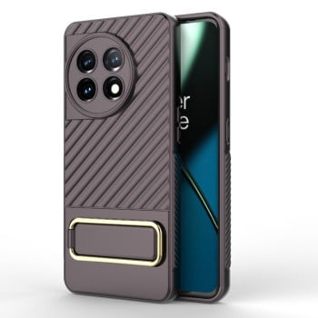 Противоударный чехол Wavy Textured для OnePlus 11 - коричневый