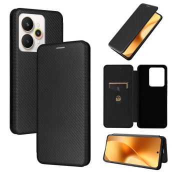 Чехол-книжка Carbon Fiber Texture на Realme 15 5G / Realme 15 Pro 5G — чёрный