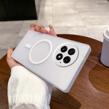 Противоударный чехол матовый Ice Fog Fine Hole с MagSafe для OnePlus 13 - белый