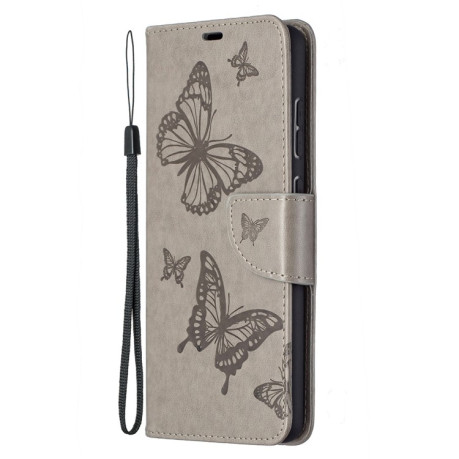 Чехол-книжка Butterflies Pattern на Samsung Galaxy A72 - серый