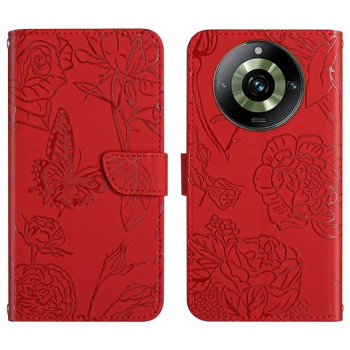 Чохол-книжка HT03 Skin Feel Butterfly Embossed для Realme 11 Pro 5G/11 Pro+ 5G - червоний