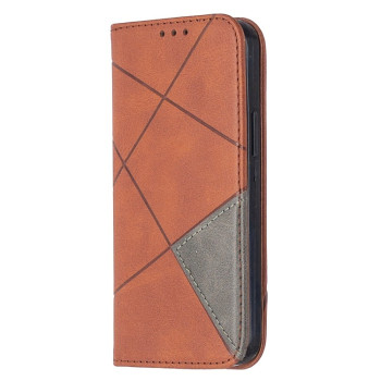 Чехол-книжка Rhombus Texture на iPhone 12 Mini - коричневый