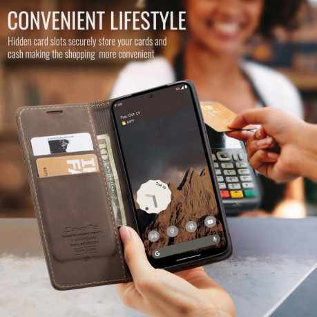 Чехол-книжка CaseMe-013 Multifunctional на Google Pixel 9a - кофейный