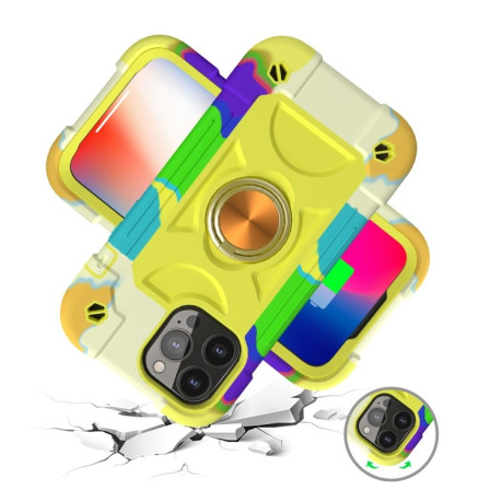 Чохол протиударний Silicone with Dual-Ring Holder для iPhone 13 Pro - Colorful Yellow Green