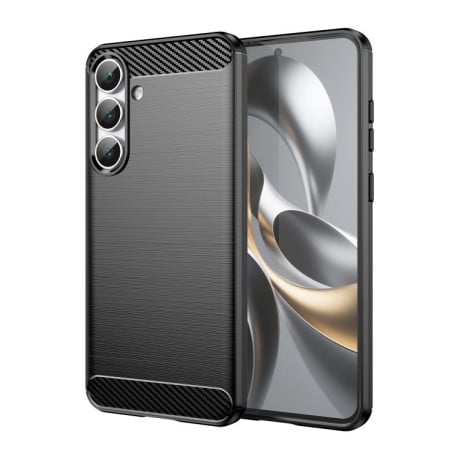 Чехол Brushed Texture Carbon Fiber на Samsung Galaxy S25 FE 5G - черный