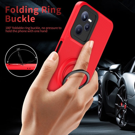 Противоударный чехол Eagle Eye Ring Holder для Realme C35 - красный