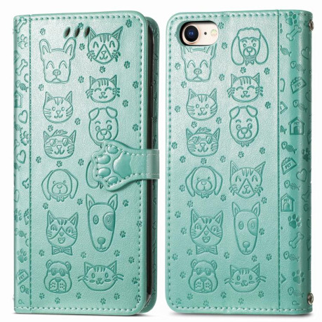 Чехол-книжка Cat and Dog для iPhone 16e - зеленый