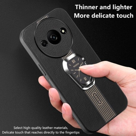 Чехол Magnetic Litchi Leather Back Phone Case with Holder для Xiaomi Redmi A3 - черный