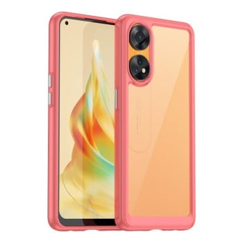 Противоударный чехол  Colorful Acrylic Series с цветной силиконовой боковиной на OPPO Reno8 T 4G - красный