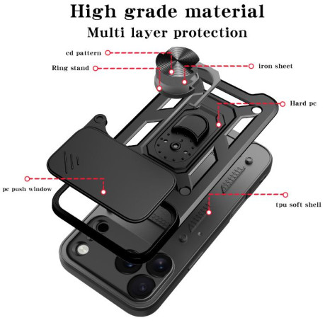 Противоударный чехол Sliding Camshield для iPhone 17 Pro Max - красный
