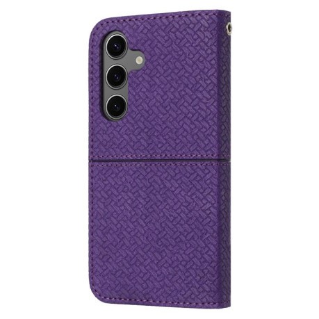 Чехол-книжка с фактурой “плетение” Woven и декоративной строчкой Stitching на Samsung Galaxy S25 FE 5G - фиолетовый