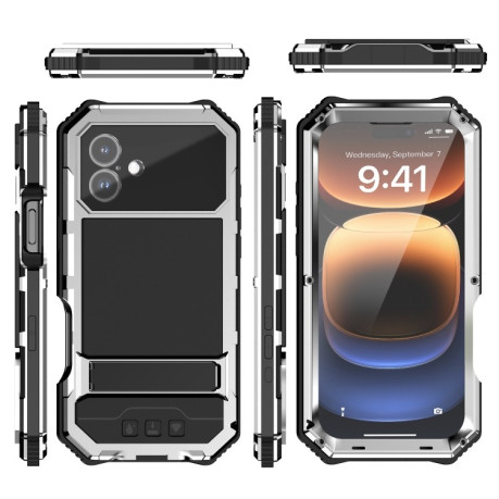 Протиударний чохол R-JUST Life Waterproof для iPhone 16 Plus - сріблястий