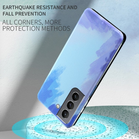 Чехол-книжка Voltage Watercolor для Samsung Galaxy S21 FE - синий