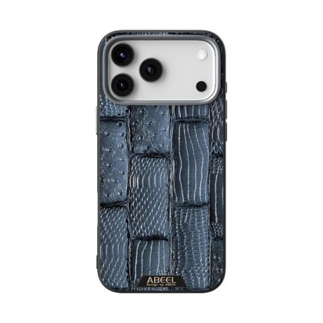 Ультратонкий чехол ABEEL Beast Pattern 6D Micro-Embossed MagSafe Genuine Leather на iPhone 17 Pro - синий