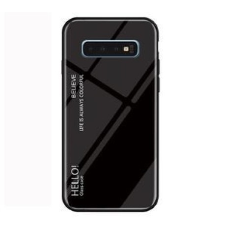 Стеклянный чехол Gradient Color Glass на Samsung Galaxy S10 Plus -черный