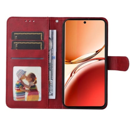 Чехол-книжка Stitching Calf Texture для OPPO Reno12 F/12 FS 4G - красный
