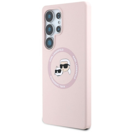 Оригінальний чохол Karl Lagerfeld Silicone Double Heads And Circle MagSafe для Samsung Galaxy S25 Ultra - Pink
