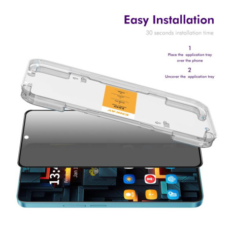 Захисне Скло ENKAY Easy Install Anti-peeping Privacy для Xiaomi Poco M7 Pro 5G - чорне