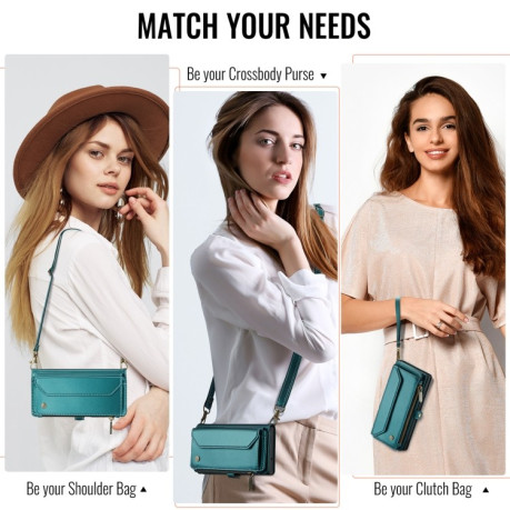 Чехол-книжка CaseMe C36 Card Slots Zipper Wallet RFID Anti-theft Leather для Samsung Galaxy S24 FE 5G - синий