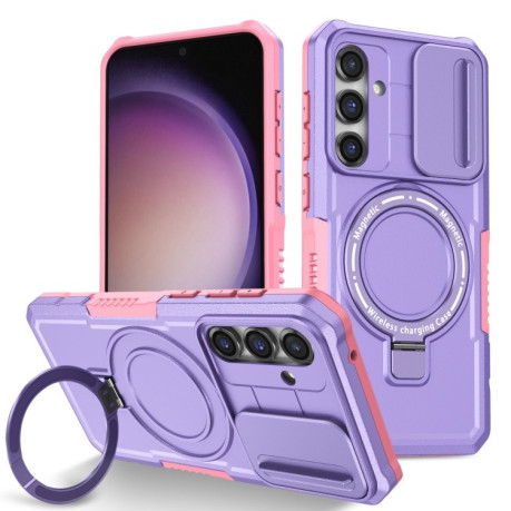 Протиударний чохол Sliding Camshield Magsafe Holder Samsung Galaxy S23 FE 5G - рожево-фіолетовий