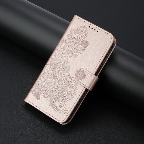 Чехол-книжка Totem Embossed Magnetic Leather на Samsung Galaxy A55 - розовое золото