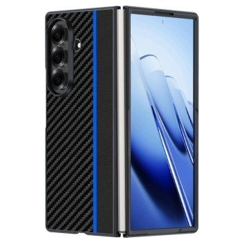 Противоударный чехол Carbon Fiber Texture Printing на Galaxy Fold8 Ultra 5G — чёрный/синий