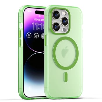 Протиударний чохол MagSafe Frosted Translucent TPU+PC для iPhone 16 Pro - зелений