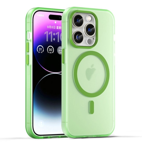 Противоударный чехол MagSafe Frosted Translucent TPU + PC для  iPhone 16 Pro Max - зеленый