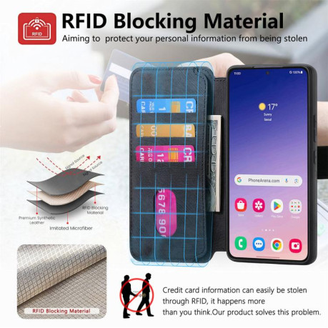 Чехол-книжка CaseNeo MagSafe RFID Anti-theft Retro Leather для Samsung Galaxy S25+ 5G - черный