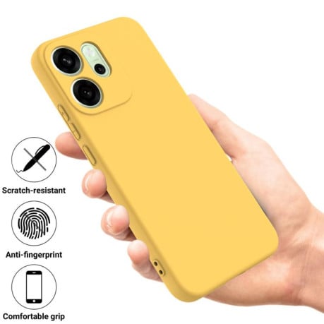 Силиконовый чехол Solid Color Liquid Silicone на OPPO Reno14 F 5G Global - желтый