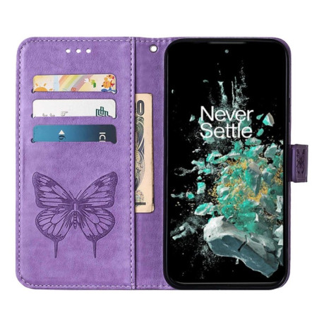 Чехол-книжка Embossed Butterfly для OnePlus 10T 5G/Ace Pro - светло-фиолетовый