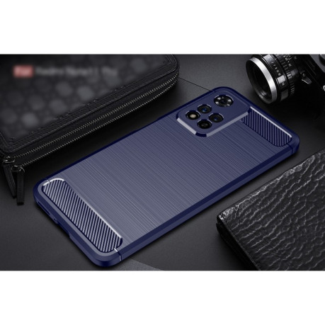 Чехол Brushed Texture Carbon Fiber на Xiaomi Redmi Note 12 Pro 4G/11 Pro Global(4G/5G)/11E Pro  - синий