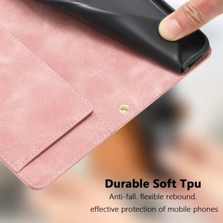 Чохол-книжка Tulips Embossed Leather для iPhone 16e - рожевий