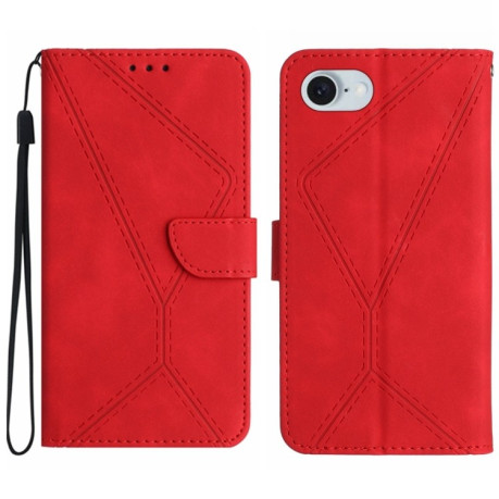 Чехол-книжка Stitching Embossed Leather для iPhone 16e - красный