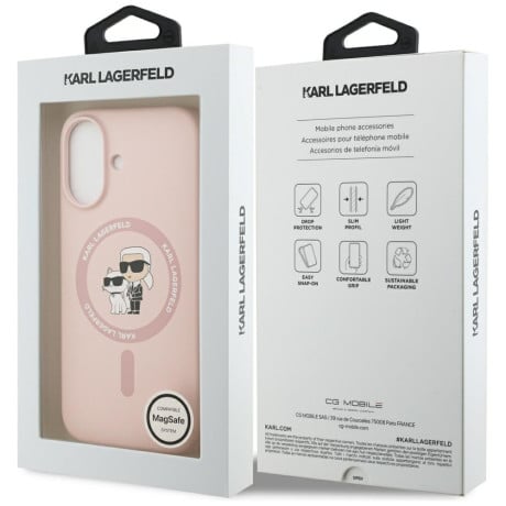 Оригінальний силіконовий чохол Karl Lagerfeld Silicone Karl Choupette Ring з MagSafe на iPhone 17 - Pink