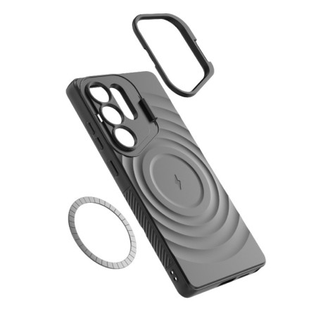 Чохол Lens Frame Bracket Corrugated MagSafe для Samsung Galaxy S25 Ultra 5G - чорний