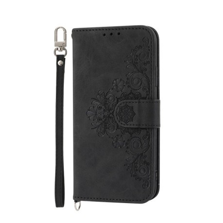 Чохол-книжка Skin-feel Flowers Embossed для Samsung Galaxy A24 4G - чорний