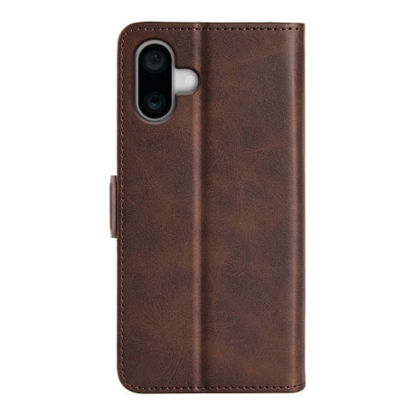 Чехол-книжка Dual-side Magnetic Buckle для iPhone 16 - коричневый