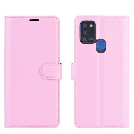 Чехол-книжка Litchi Texture на Samsung Galaxy A21S - розовый