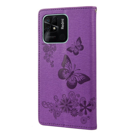 Чехол-книжка Floral Butterfly для Xiaomi Poco C40/Redmi 10c - фиолетовый