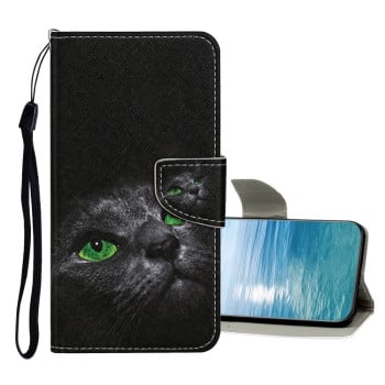 Чехол-книжка Colored Drawing Pattern для Xiaomi Poco C40/Redmi 10c - Black Cat