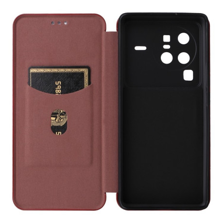 Чохол-книжка Carbon Fiber Texture на Vivo X80 Pro 5G - коричневий