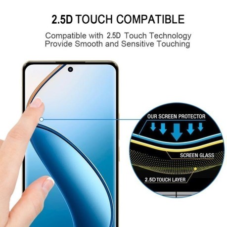 Защитное стекло 9H HD 3D Curved (Edge Glue) для Realme 12 Pro / 12 Pro+ -  черное