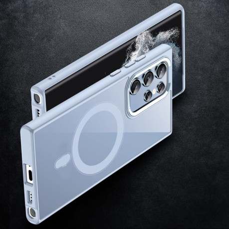Противоударный чехол Acrylic PC MagSafe Magnetic(без защиты камеры) для Samsung Galaxy S23 Ultra 5G - голубой
