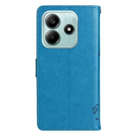 Чехол-книжка Happy Cat Pattern для Xiaomi Redmi Note 14 5G/Poco M7 Pro 5G - синий
