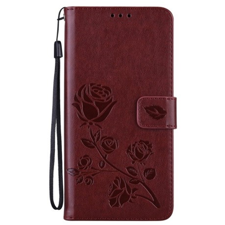 Чохол-книжка Rose Embossed для Xiaomi Redmi Note 13 Pro 4G / Poco M6 Pro 4G - коричневий