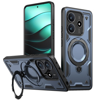 Противоударный чехол MagSafe Holder Armor PC Hybrid для Xiaomi Redmi Note 14 5G/Poco M7 Pro 5G - синий